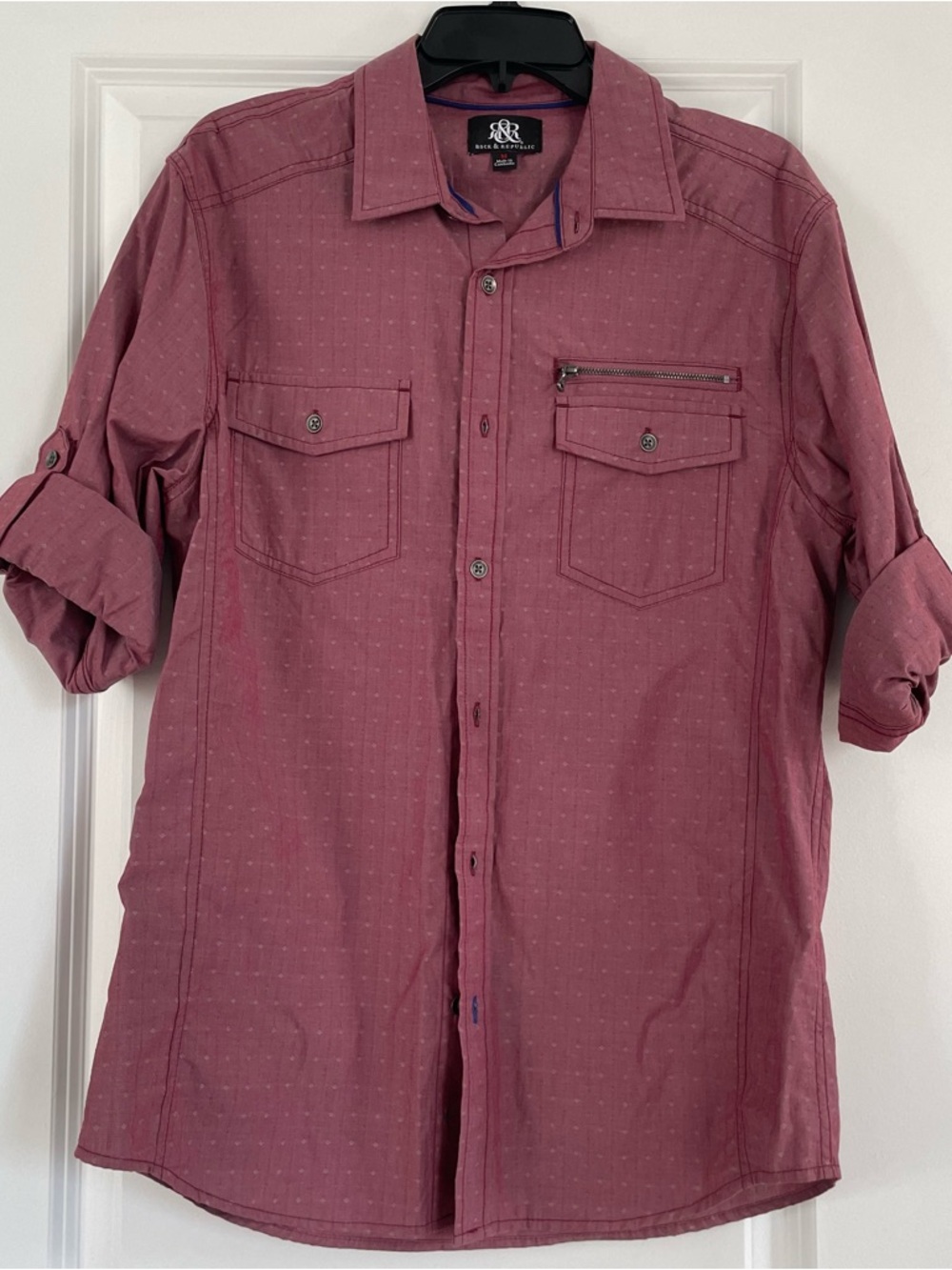 Rock & Republic Men's Button-Down Shirt in Dusty Rose